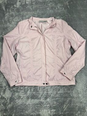 Zenergy by Chicos Women's Light Pink Bomber Jacket - Casual Zip Front